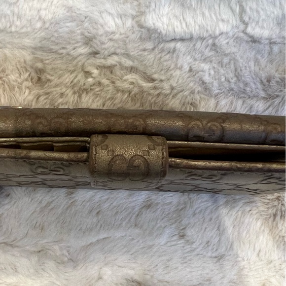 🤎Gucci Long Wallet Embossed Guccissima Monogram Gold Heart GG Logo - Picture 8 of 17